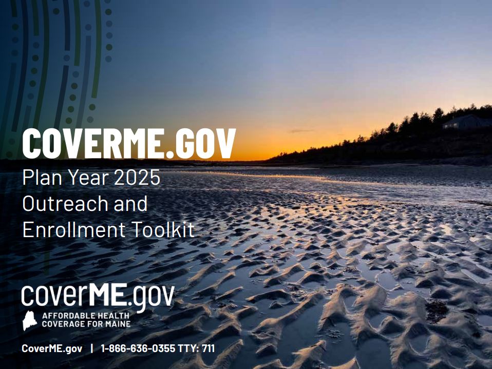 Cover of Outreach and Enrollment Toolkit showing a beach at sunset